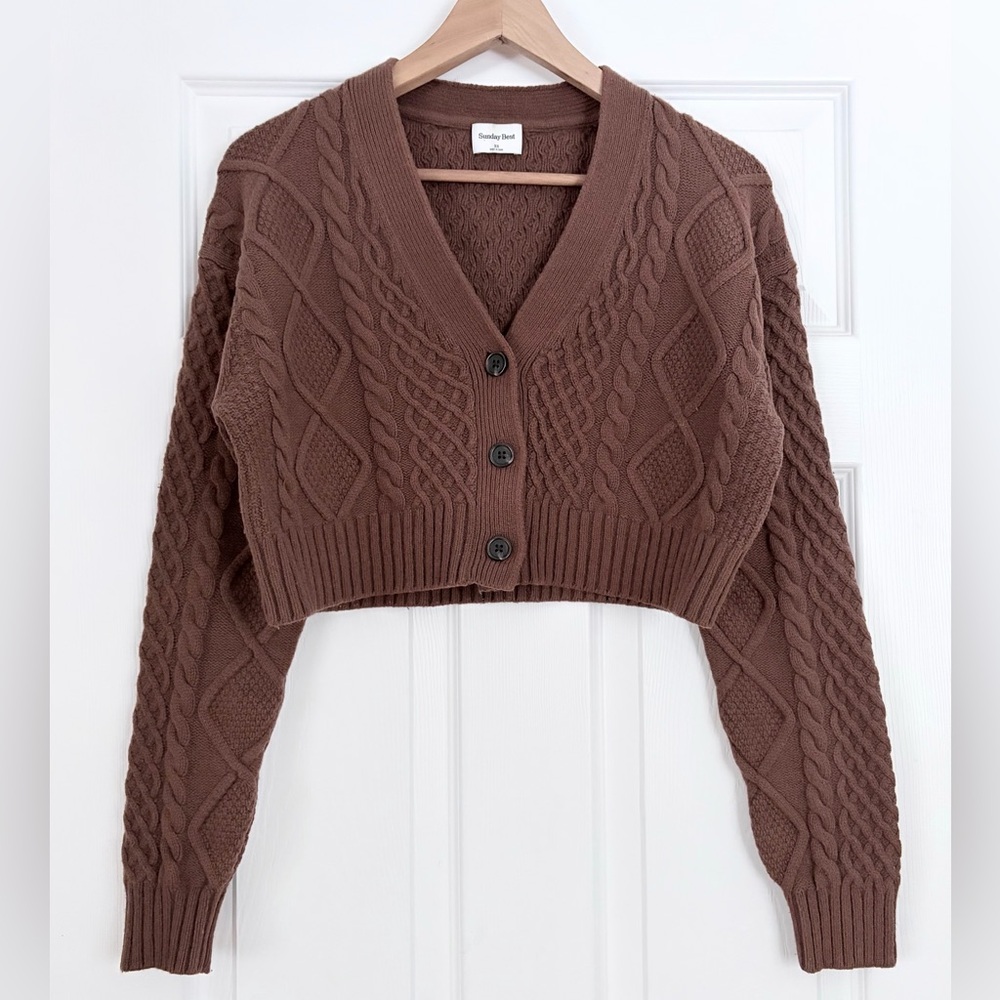 Sunday Best Brown Cable Knit Cardigan